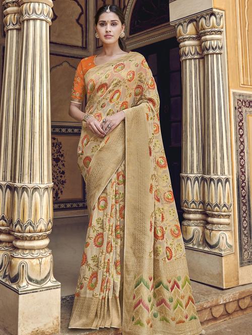 self design banarasi saree with blouse - 16850810 - Standard Image - 1