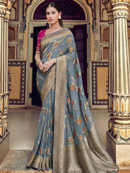 self design banarasi saree with blouse - 16850813 - Standard Image - 1