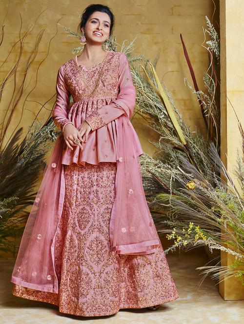 embroidered silk a-line gown - 16850866 - Very Small Image - 1