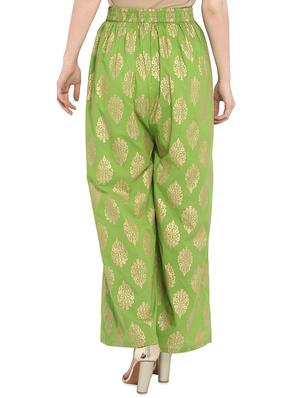 gold print flared palazzo - 16850911 - Standard Image - 3