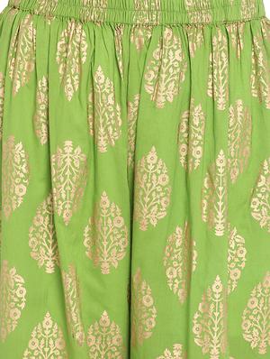 gold print flared palazzo - 16850911 - Standard Image - 5