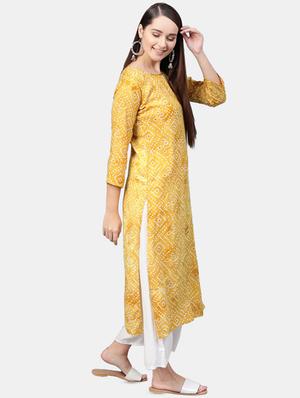 bandhani print straight kurta - 16851738 - Standard Image - 2