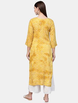 bandhani print straight kurta - 16851738 - Standard Image - 3