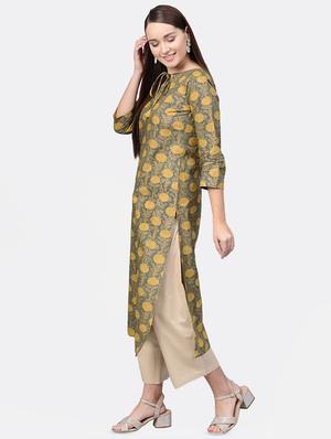 floral straight kurta - 16851754 - Standard Image - 2