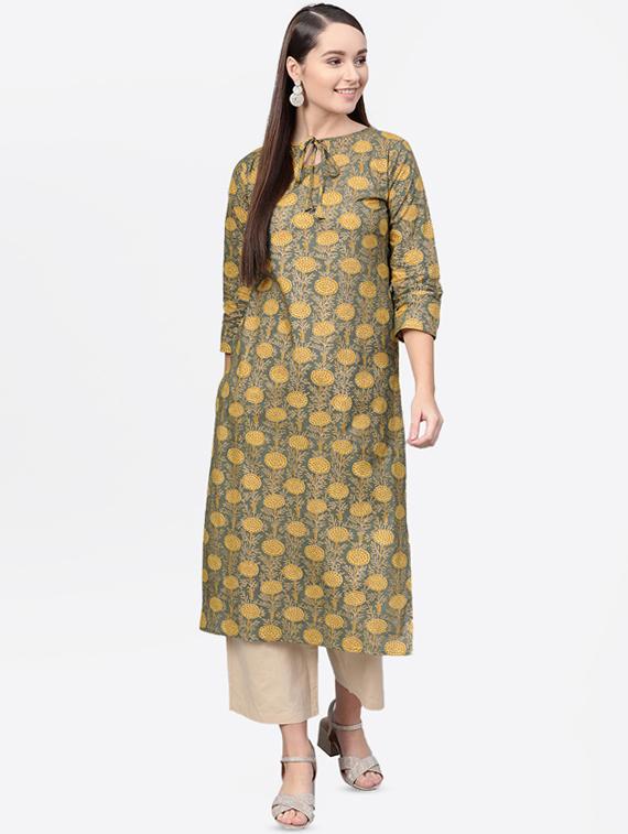floral straight kurta - 16851754 - Zoom Image - 1