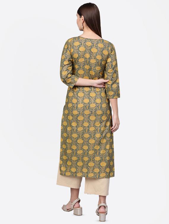 floral straight kurta - 16851754 - Zoom Image - 3