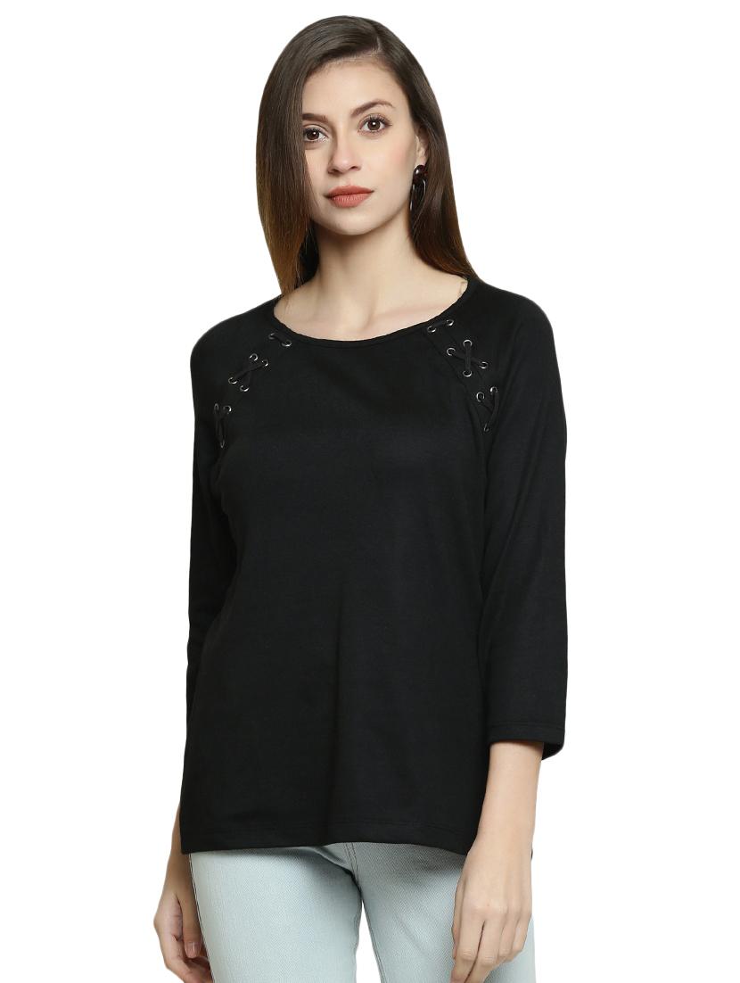 lace up raglan sleeved top - 16852451 - Zoom Image - 1