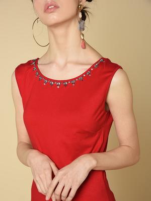 low cut back embellished neck a-line dress - 16853147 - Standard Image - 5