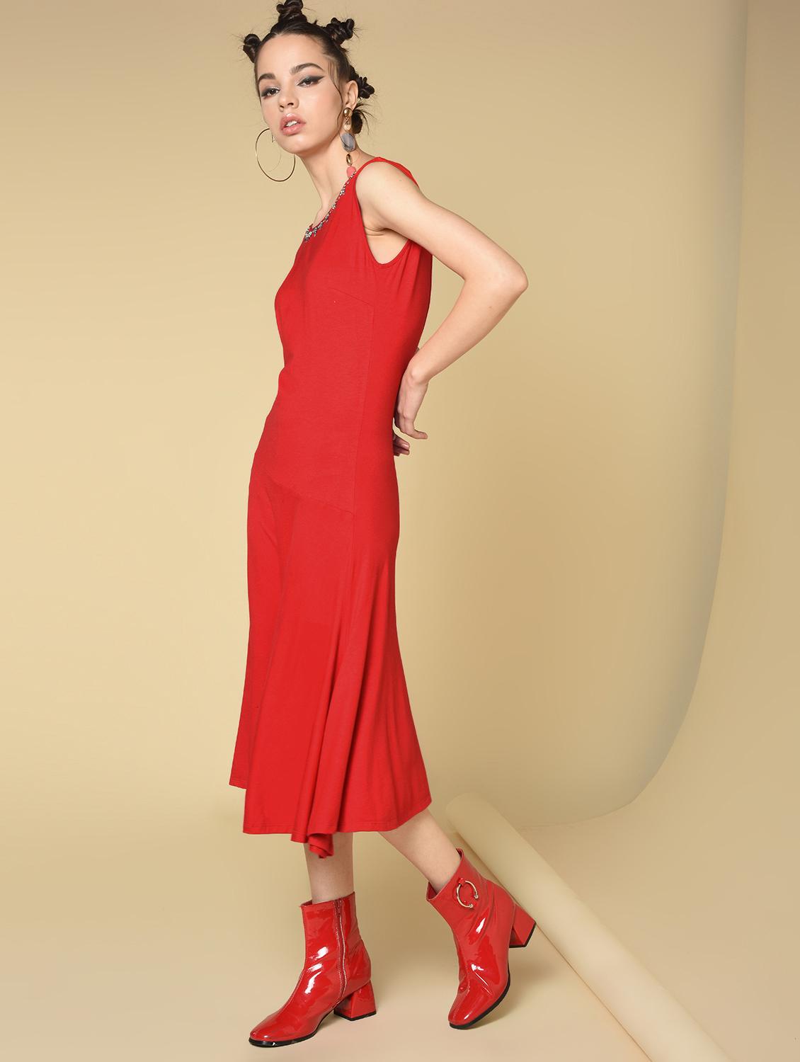 low cut back embellished neck a-line dress - 16853147 - Zoom Image - 3