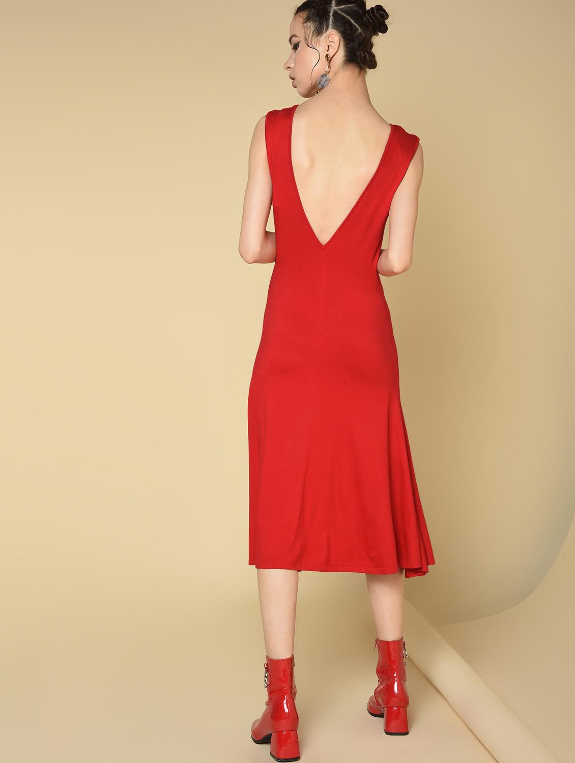 low cut back embellished neck a-line dress - 16853147 - Zoom Image - 4