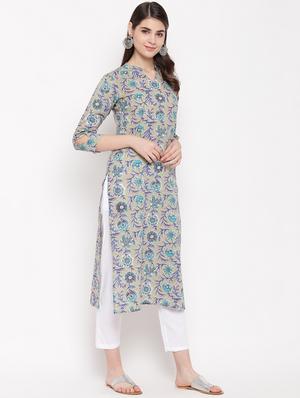 floral straight kurta - 16853334 - Standard Image - 2