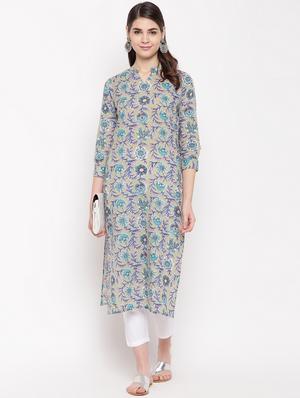 floral straight kurta - 16853334 - Standard Image - 4