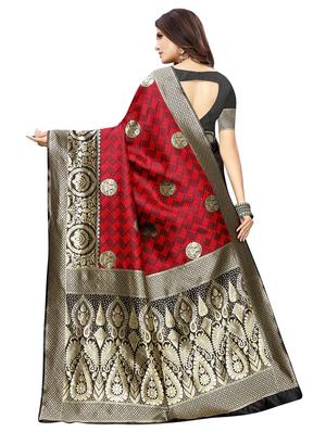 self design banarasi saree with blouse - 16853596 - Standard Image - 2