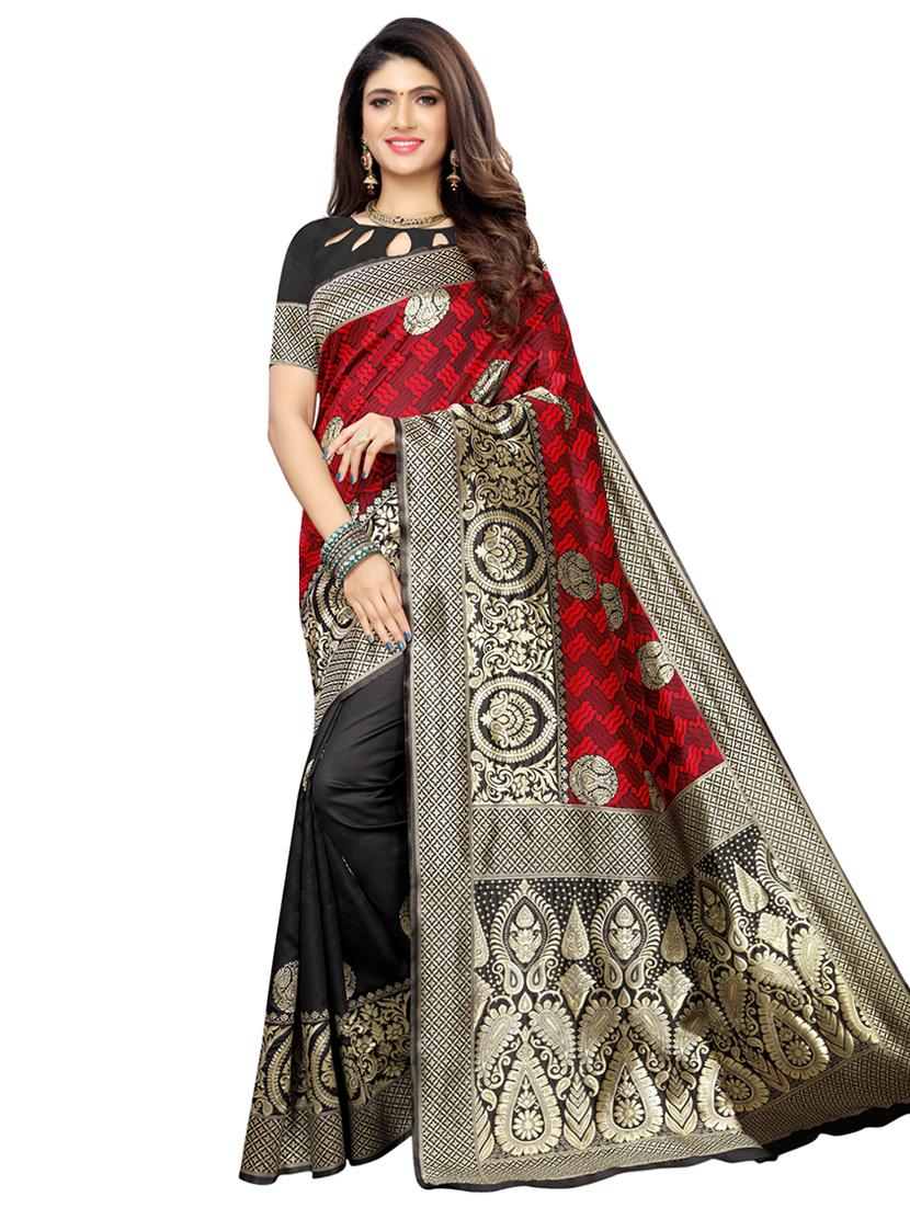 self design banarasi saree with blouse - 16853596 - Zoom Image - 1