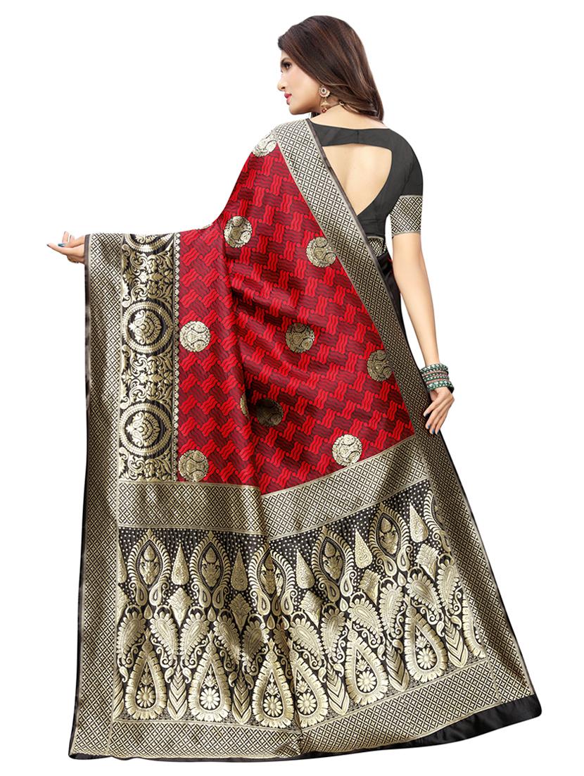 self design banarasi saree with blouse - 16853596 - Zoom Image - 2