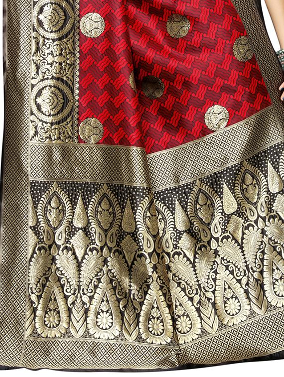 self design banarasi saree with blouse - 16853596 - Zoom Image - 4