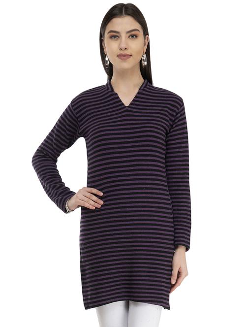 striped straight woolen kurta - 16853633 - Very Small Image - 1