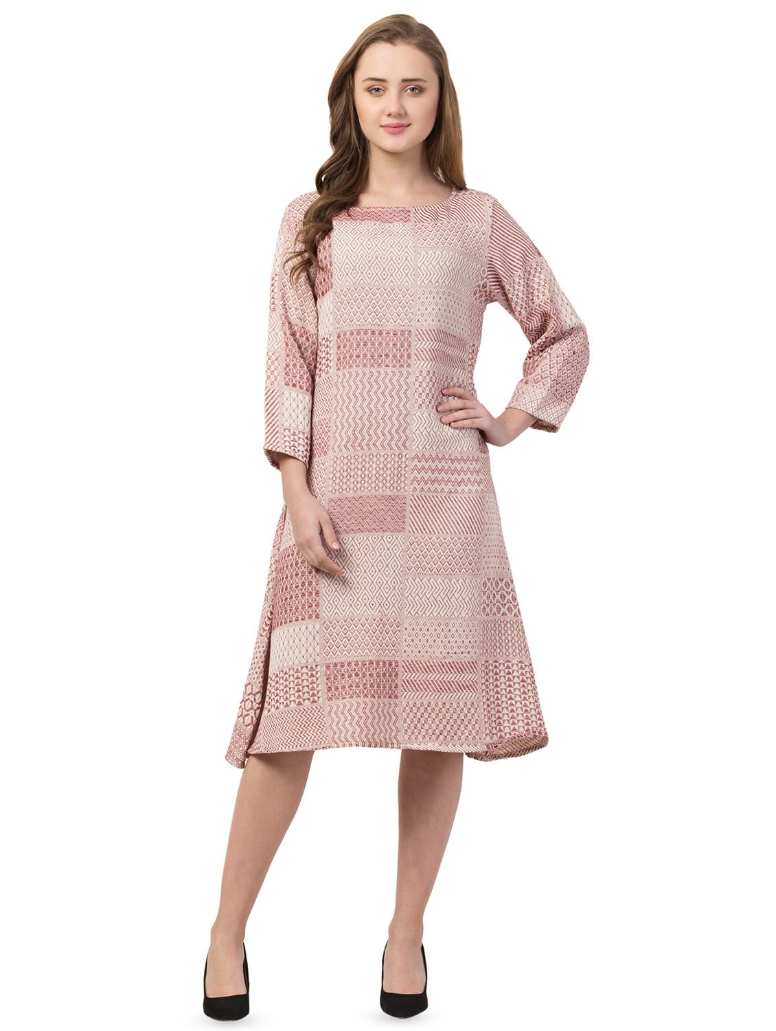 round neck jacquard a-line dress - 16854396 - Zoom Image - 1