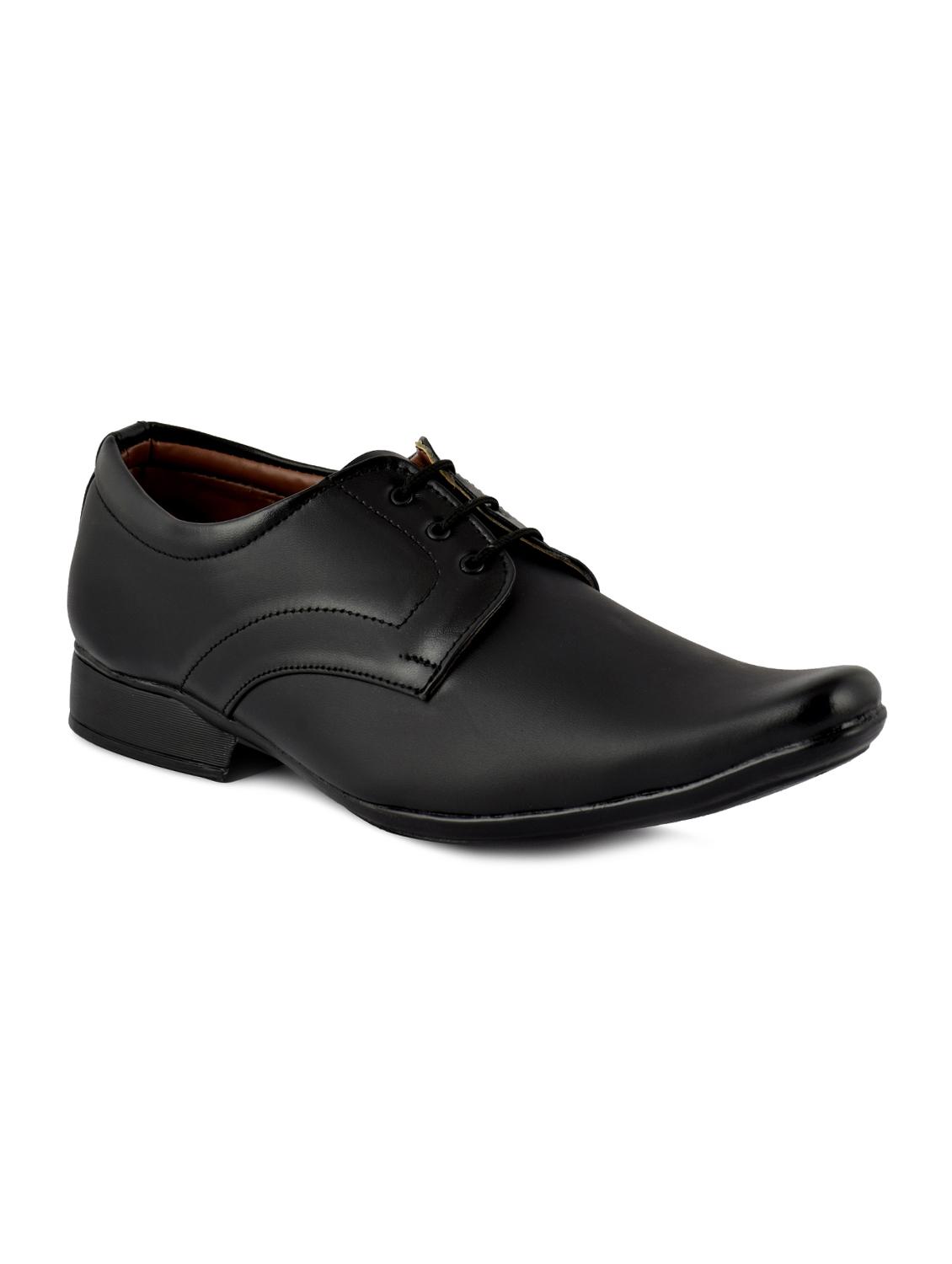 black leatherette lace-up derbys - 16854801 - Zoom Image - 1