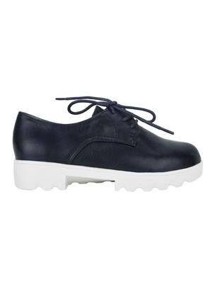 girl's navy blue lace up solid ballerina - 16854883 - Standard Image - 3