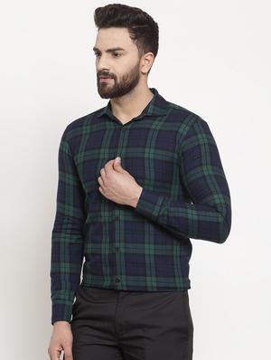 navy blue checkered casual shirt - 16855897 - Standard Image - 2
