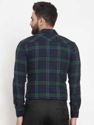 navy blue checkered casual shirt - 16855897 - Standard Image - 3