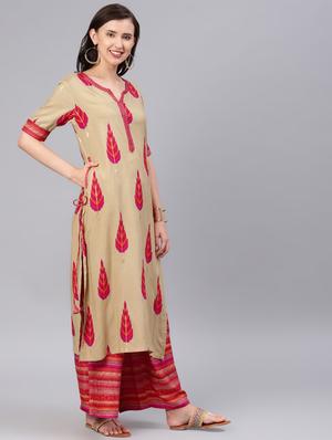 printed kurta palazzo set - 16856259 - Standard Image - 2