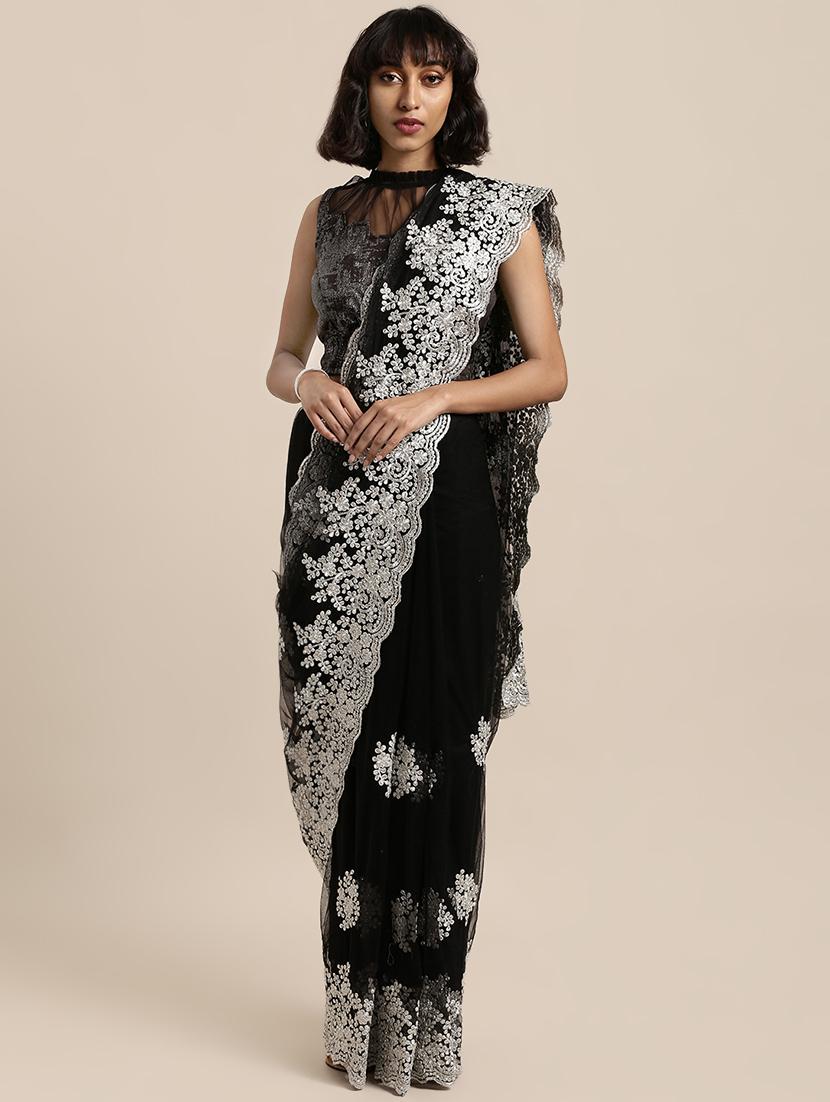 bordered embroidered saree with blouse - 16856974 - Zoom Image - 1