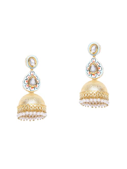 white brass jhumka earring - 16858071 - Standard Image - 1