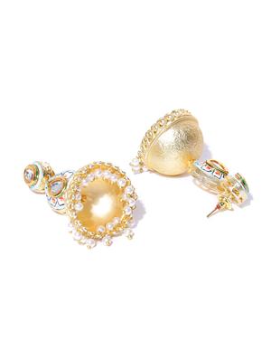 white brass jhumka earring - 16858071 - Standard Image - 2