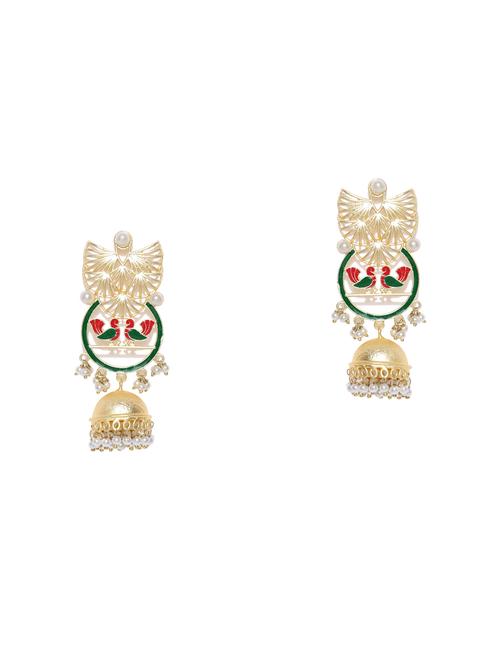 green brass jhumka earring - 16858080 - Standard Image - 1