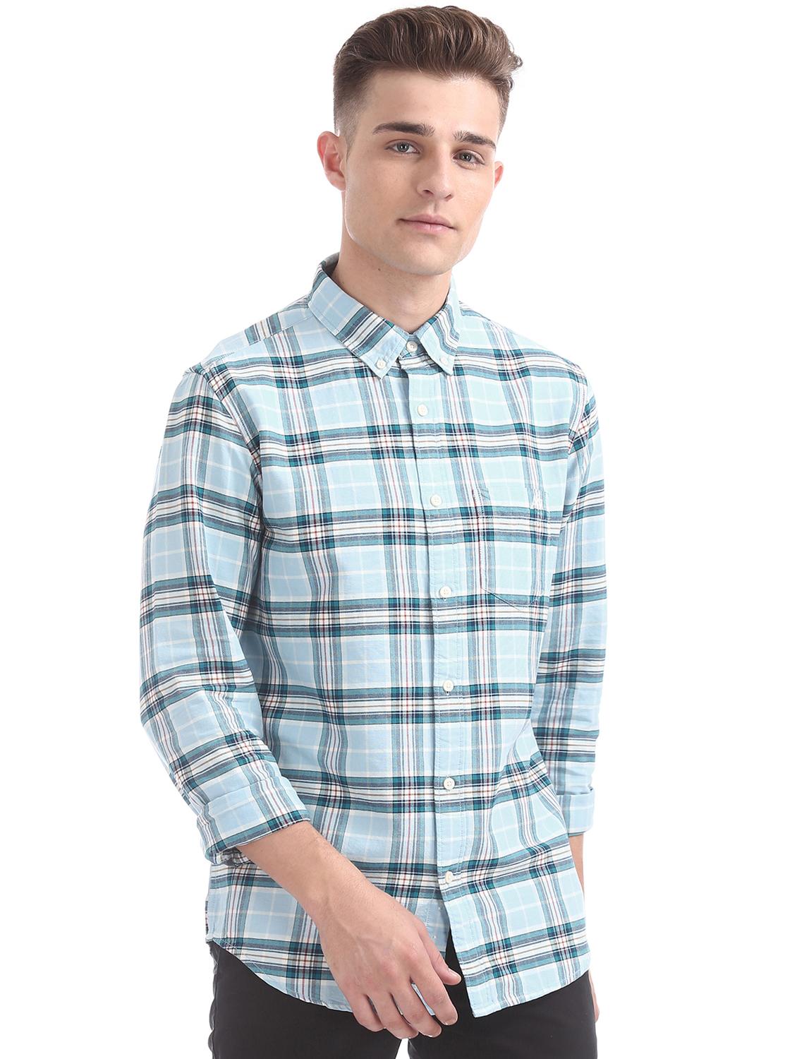 light blue checkered casual shirt - 16858372 - Zoom Image - 1