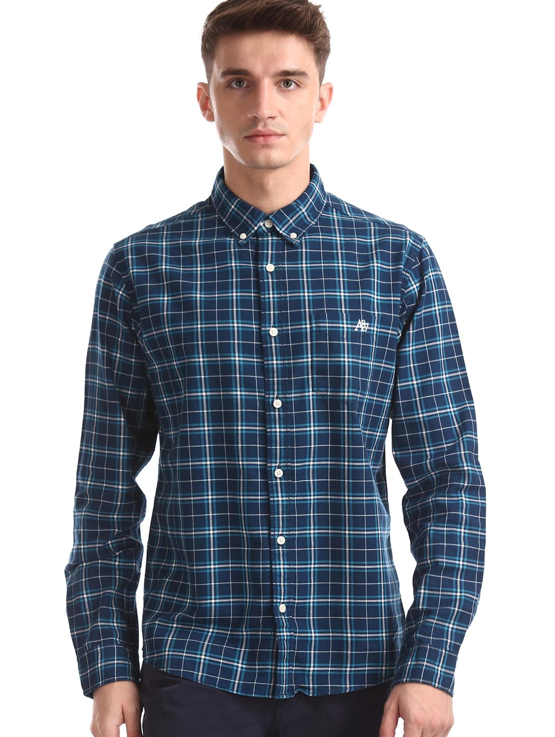 blue checkered casual shirt - 16858386 - Zoom Image - 1