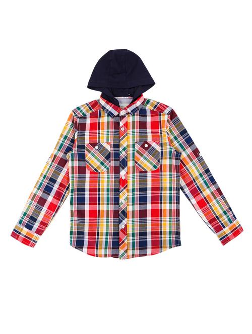 hooded neck checkered shirt - 16858765 - Very Small Image - 1