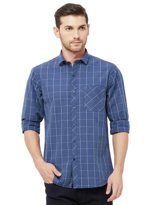 blue checkered casual shirt - 16859055 - Standard Image - 1