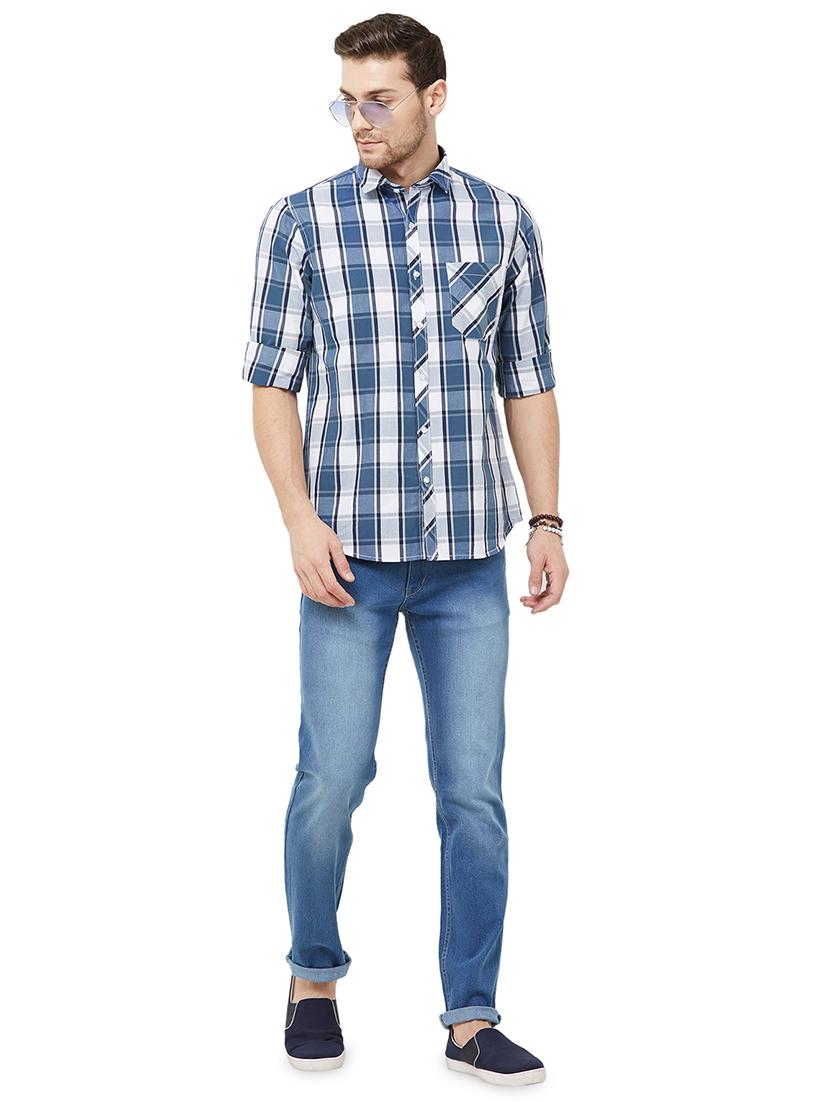 blue checkered casual shirt - 16859056 - Zoom Image - 4