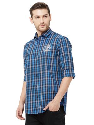 blue checkered casual shirt - 16859062 - Standard Image - 2