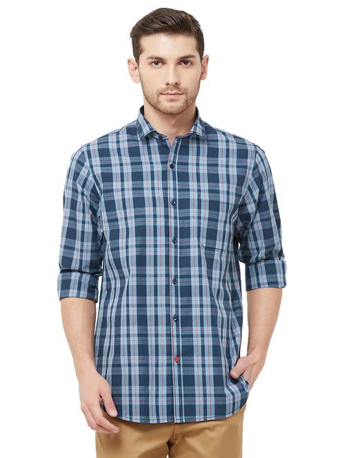 blue checkered casual shirt - 16859065 - Standard Image - 1