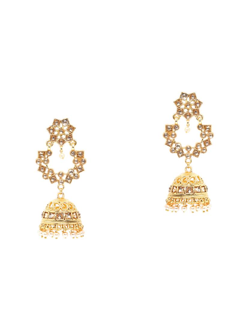 gold zinc jhumka earring - 16859221 - Zoom Image - 1