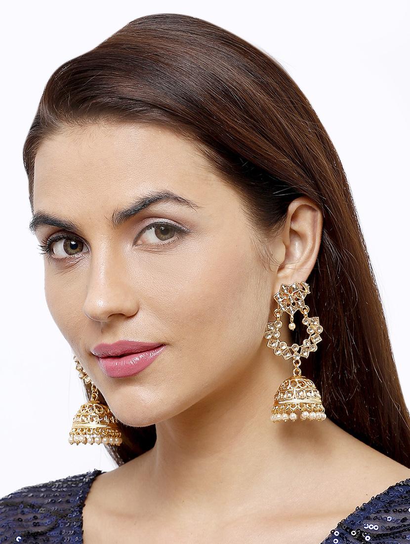 gold zinc jhumka earring - 16859221 - Zoom Image - 3