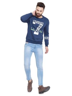 navy blue fleece chest printed sweatshirt - 16859353 - Standard Image - 4