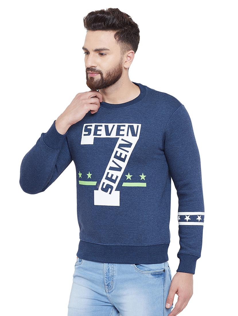 navy blue fleece chest printed sweatshirt - 16859353 - Zoom Image - 2