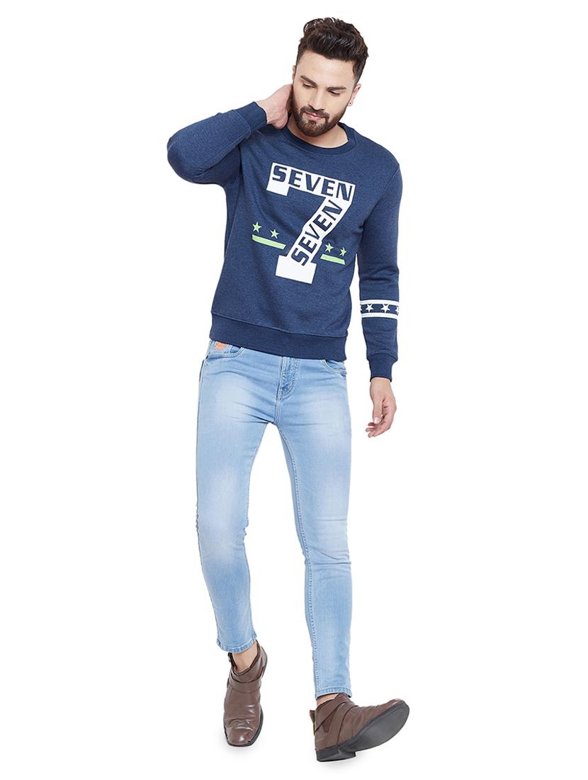navy blue fleece chest printed sweatshirt - 16859353 - Zoom Image - 4