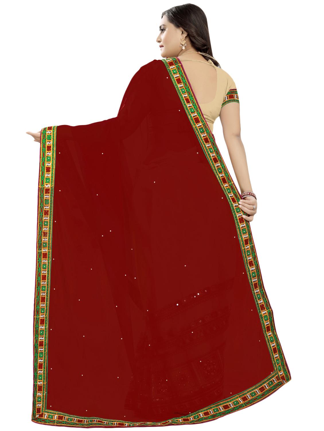 embroidered half and half saree with blouse - 16859711 - Zoom Image - 2