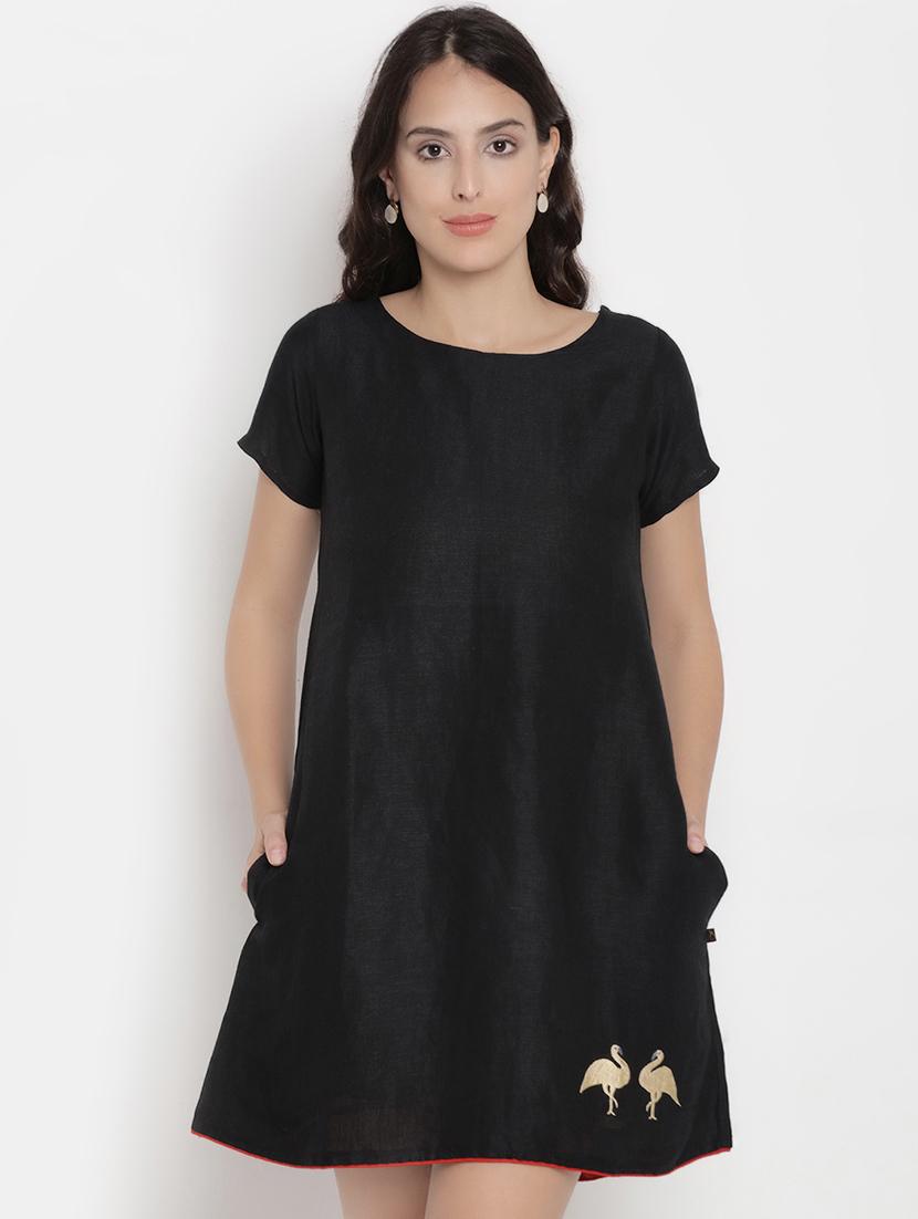 round neck embroidered dress - 16860063 - Zoom Image - 1