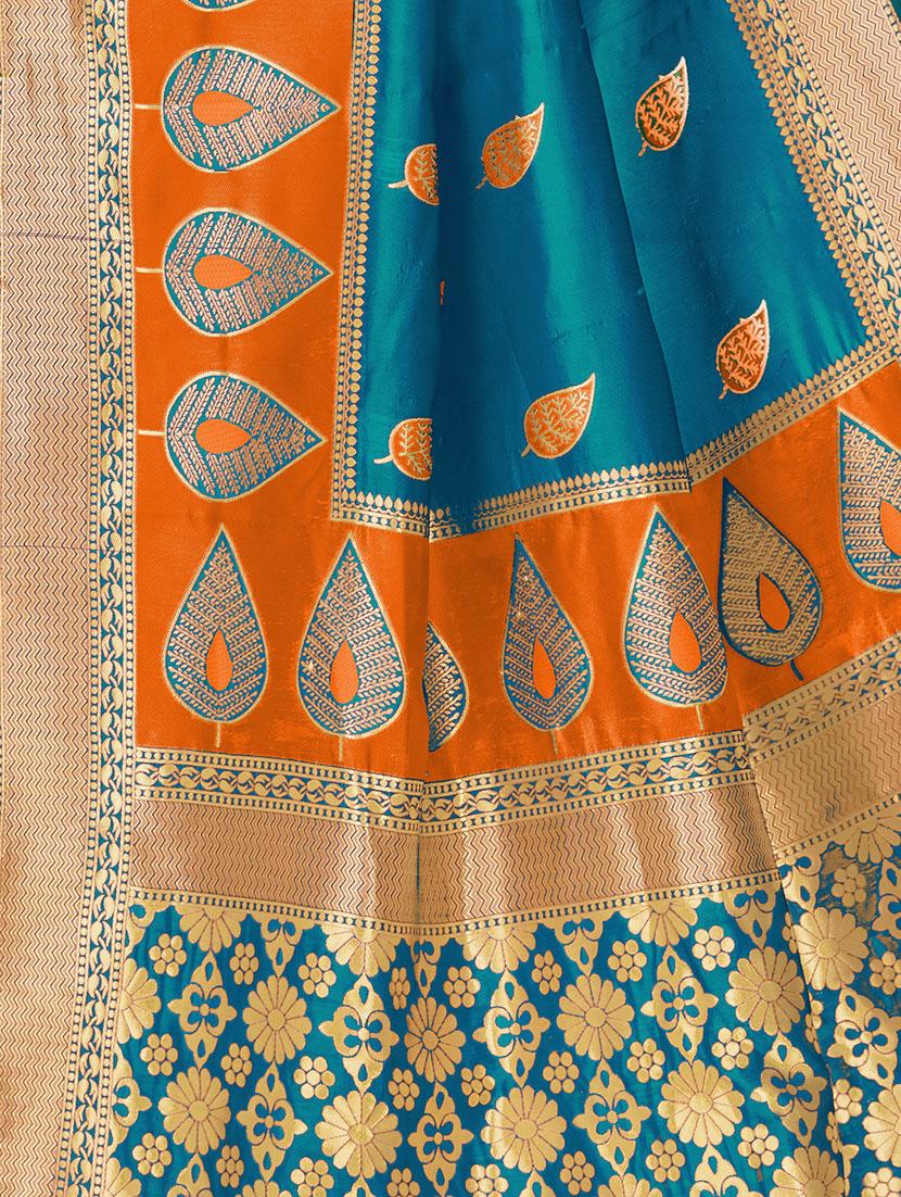 bordered woven saree with blouse - 16860415 - Zoom Image - 3