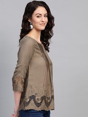 tonal embroidered straight kurti - 16860824 - Standard Image - 2