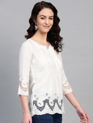 tonal embroidered straight kurti - 16860825 - Standard Image - 2