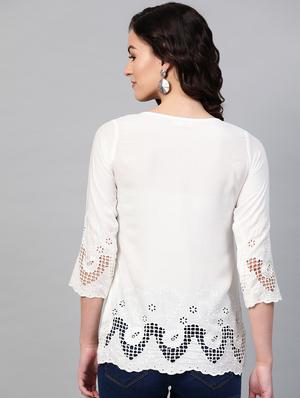 tonal embroidered straight kurti - 16860825 - Standard Image - 3