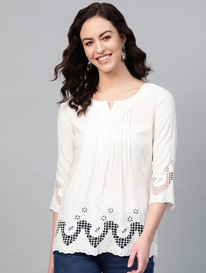 tonal embroidered straight kurti - 16860825 - Zoom Image - 1